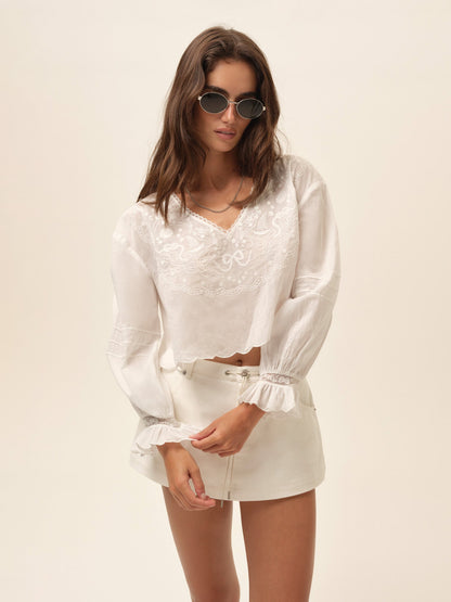 Agnes Blouse White - For Love & Lemons