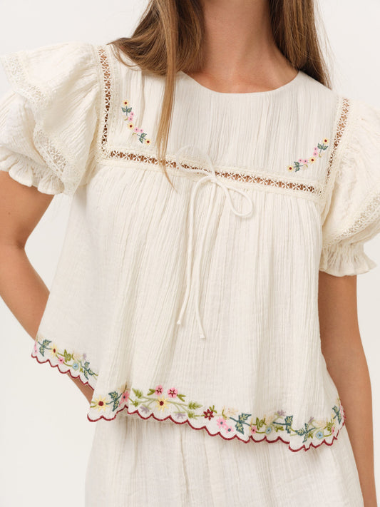 Leah Top Cream - For Love & Lemons