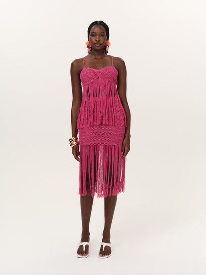 Lulu Fringe Top Magenta - For Love & Lemons