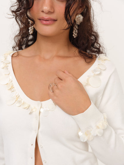 Seashell Cardigan Cream - For Love & Lemons