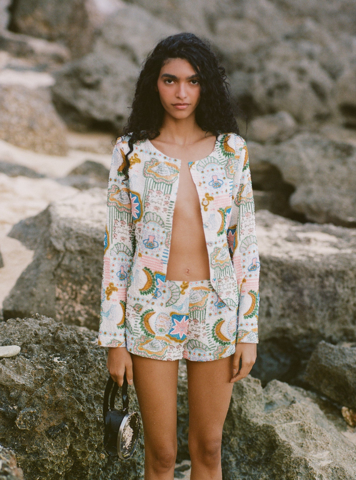 Tide Pool Beaded Jacket White Green - For Love & Lemons