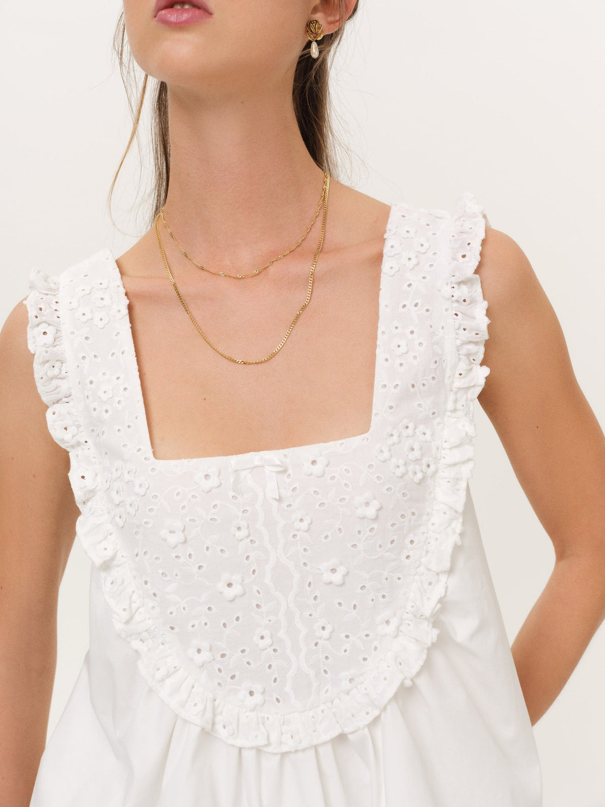 Laura Eyelet Top White - For Love & Lemons