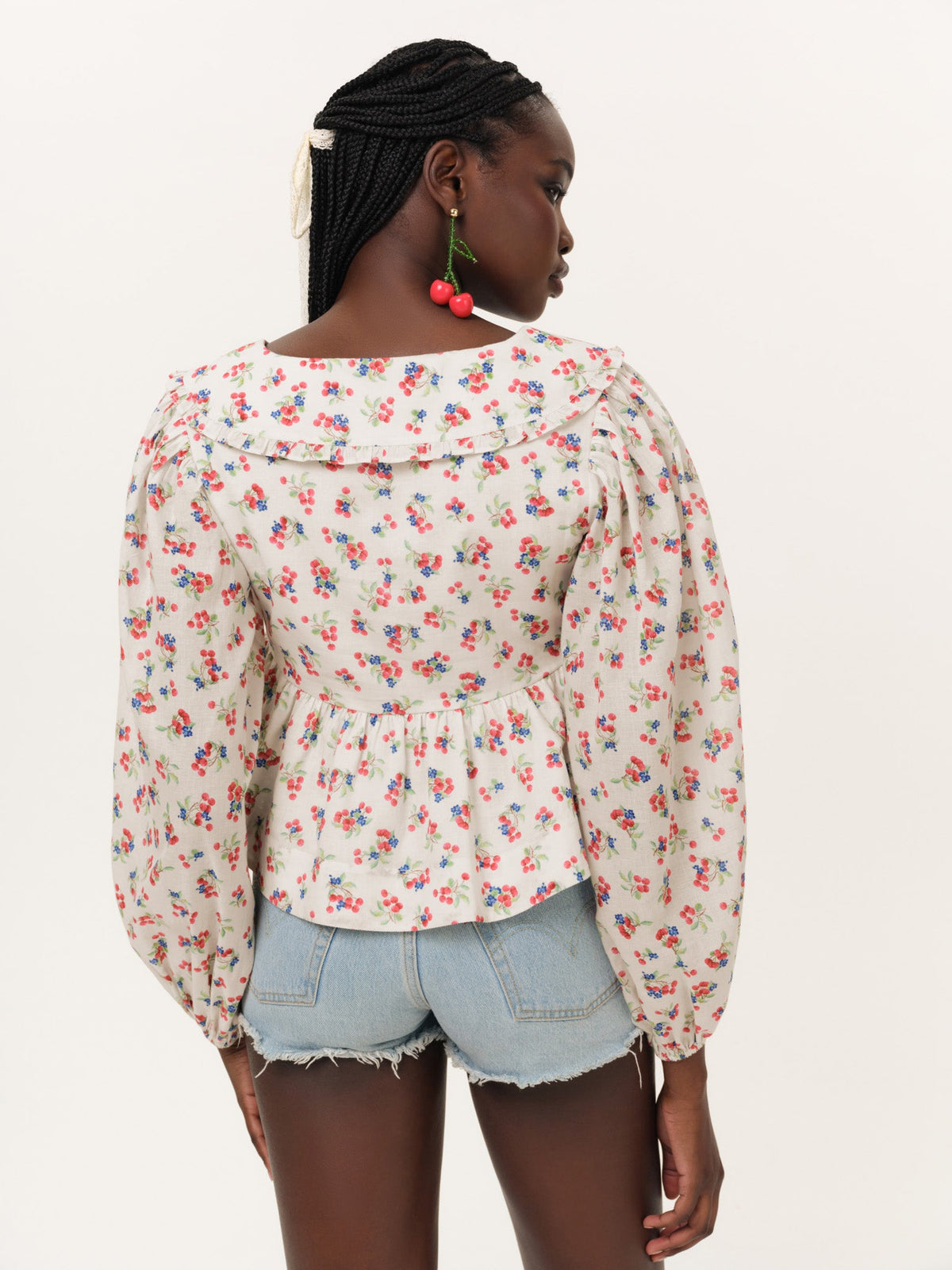 Cherry Mae Top Cream Red - For Love & Lemons