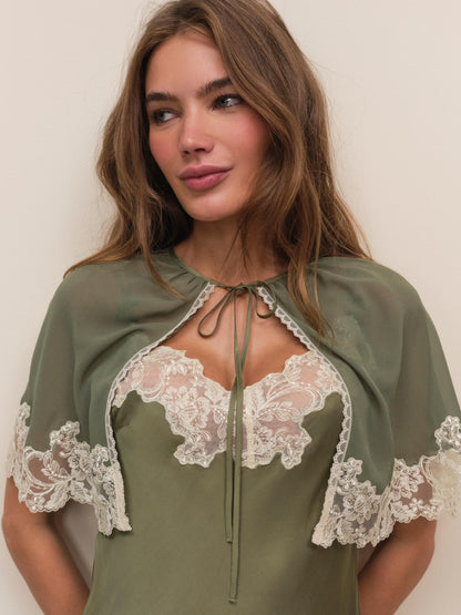 Nightfall Chiffon Cape Olive - For Love & Lemons