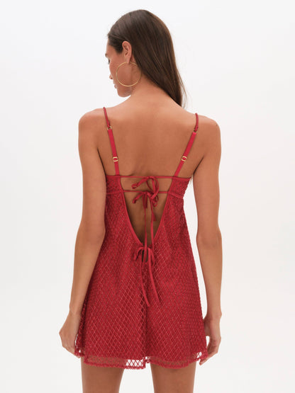Glitter Slip Dress Red - For Love & Lemons
