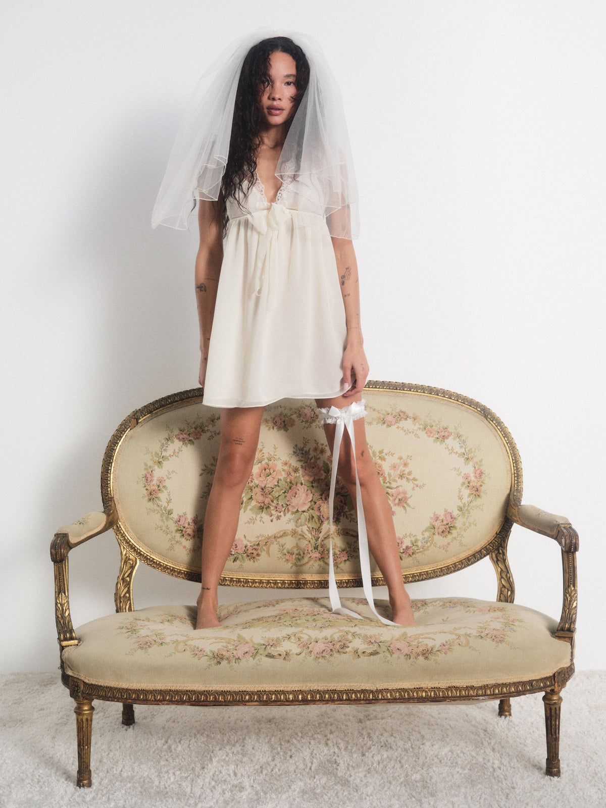 Blair Bow Slip Dress Cream - For Love & Lemons