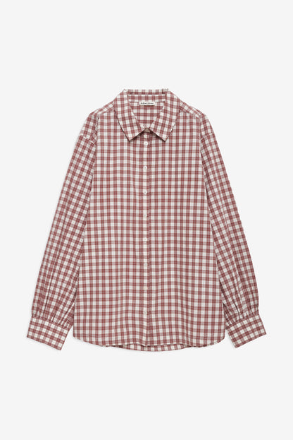 Poppy Gingham Button Down Brown - For Love & Lemons