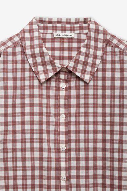Poppy Gingham Button Down Brown - For Love & Lemons