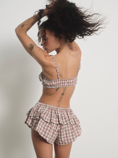 Poppy Gingham Bralette Brown - For Love & Lemons