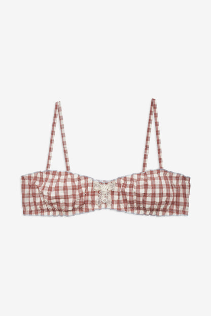 Poppy Gingham Bralette Brown - For Love & Lemons