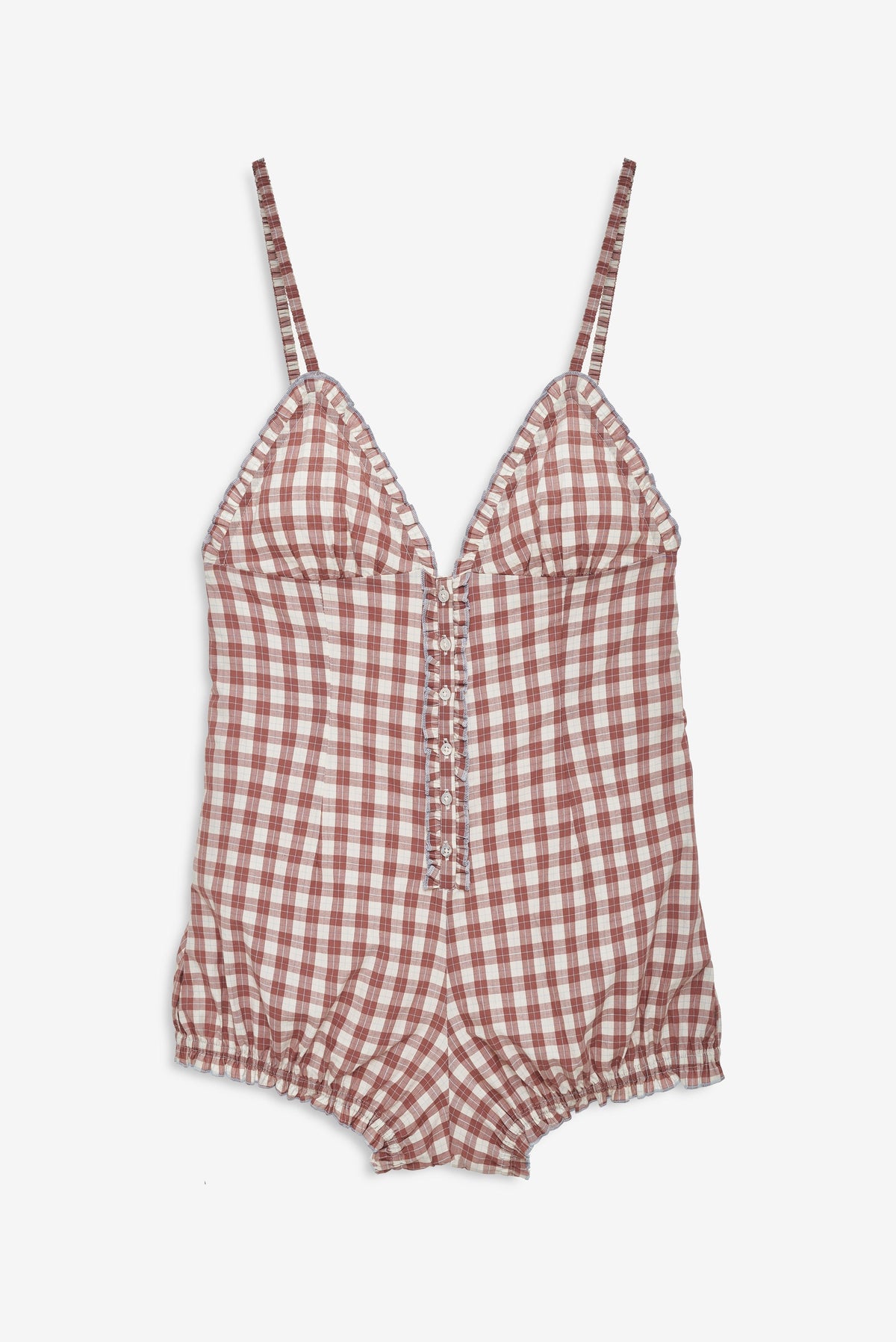 Poppy Gingham Romper Brown - For Love & Lemons