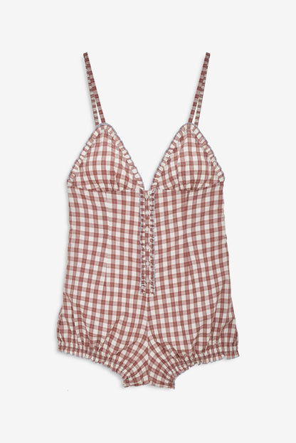 Poppy Gingham Romper Brown - For Love & Lemons
