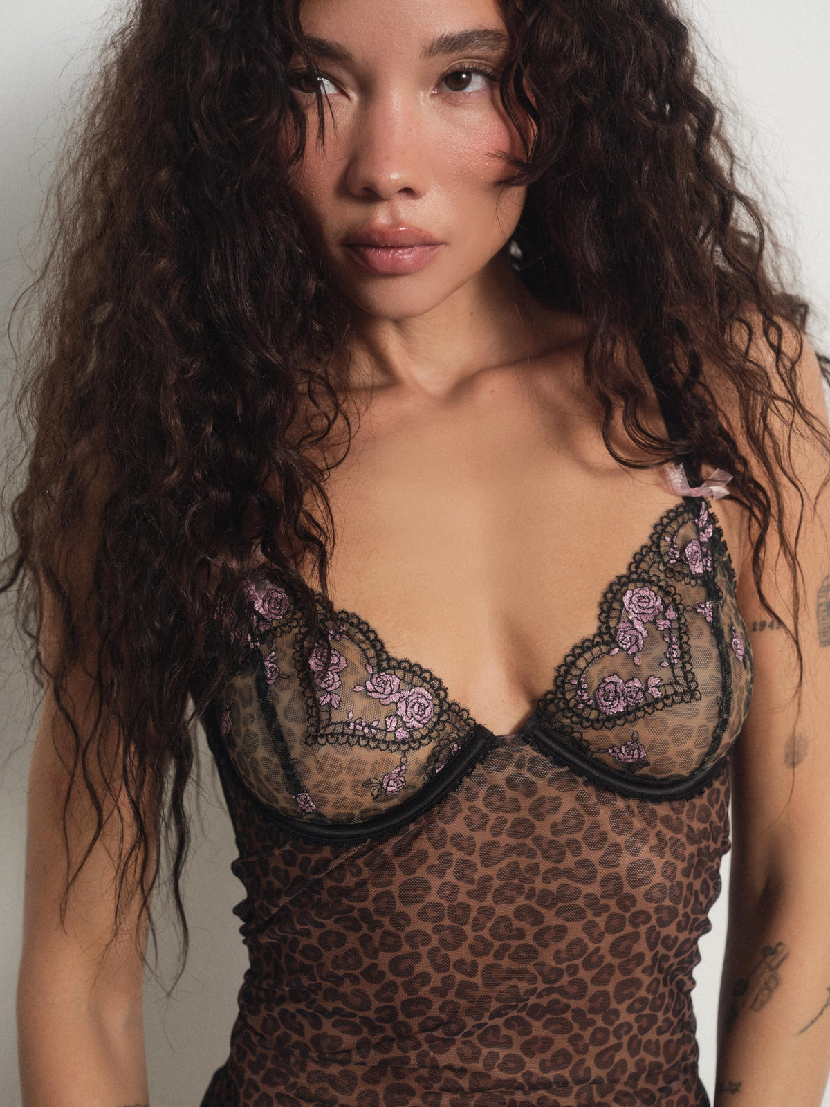 Cheetah Hearts Slip Dress Black - For Love & Lemons