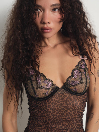 Cheetah Hearts Slip Dress Black - For Love & Lemons