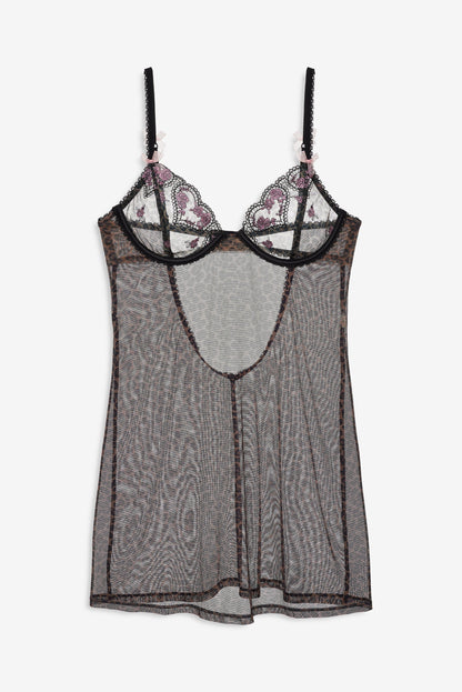 Cheetah Hearts Slip Dress Black - For Love & Lemons