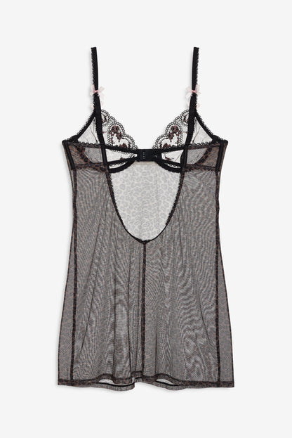 Cheetah Hearts Slip Dress Black - For Love & Lemons