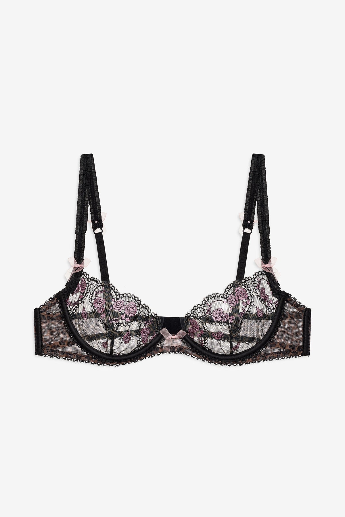 Cheetah Hearts Underwire Bra Black - For Love & Lemons
