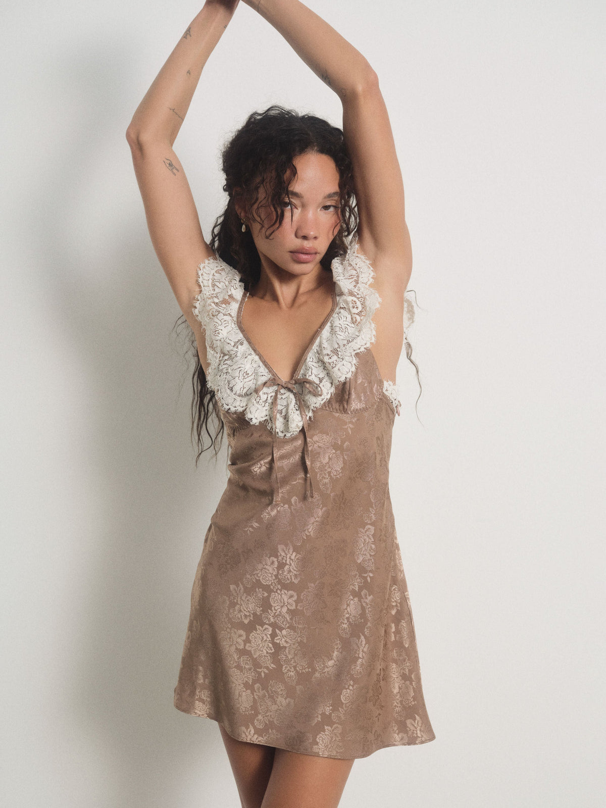 Audrey Mini Slip Dress Chocolate - For Love & Lemons