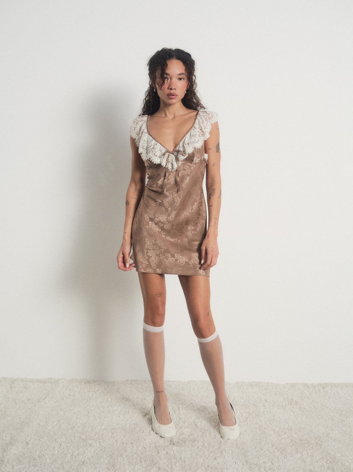 Audrey Mini Slip Dress Chocolate - For Love & Lemons