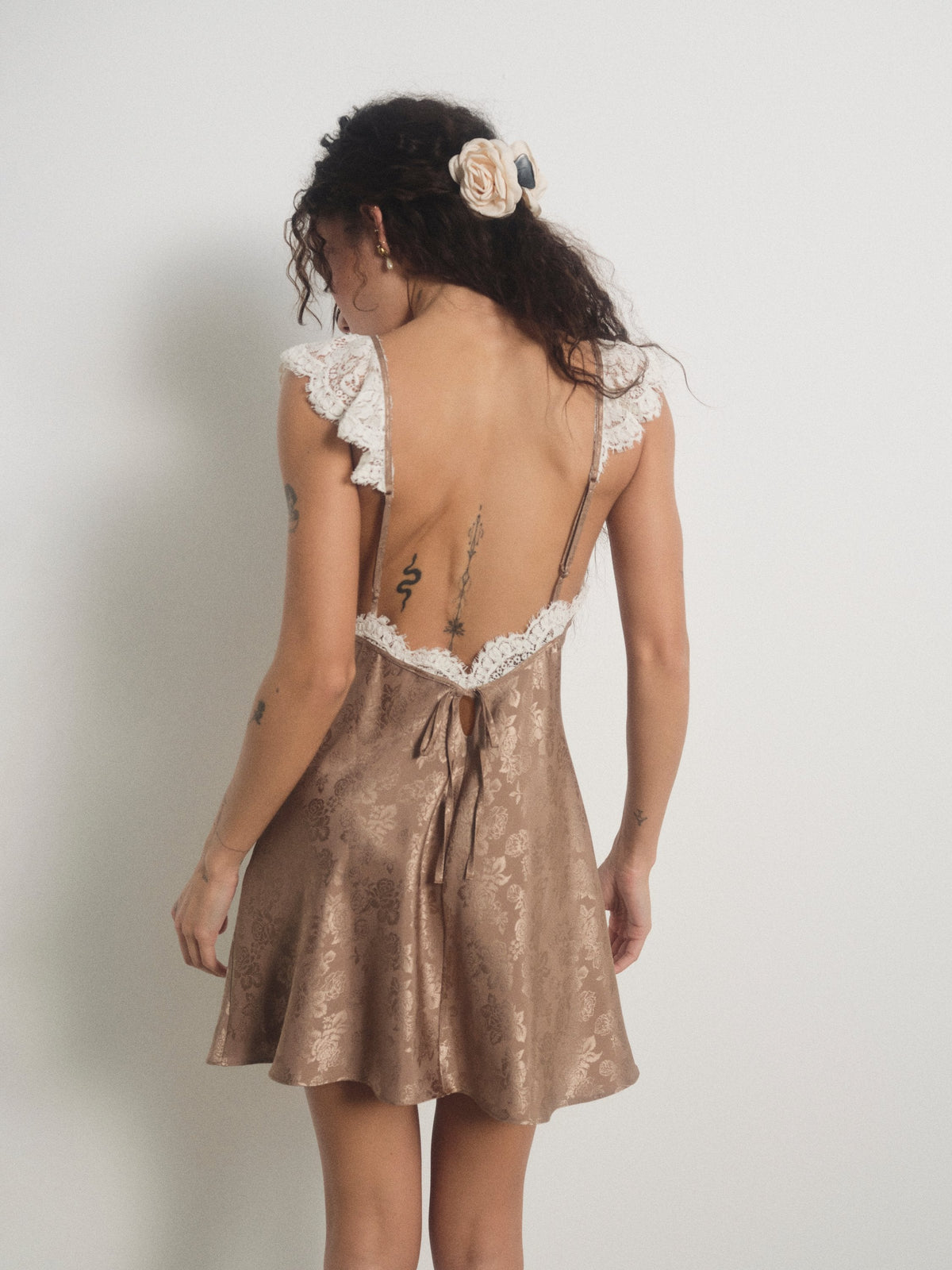 Audrey Mini Slip Dress Chocolate - For Love & Lemons