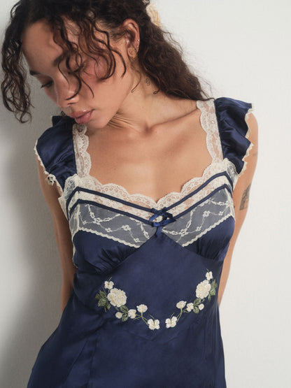 Fern Slip Dress Navy - For Love & Lemons