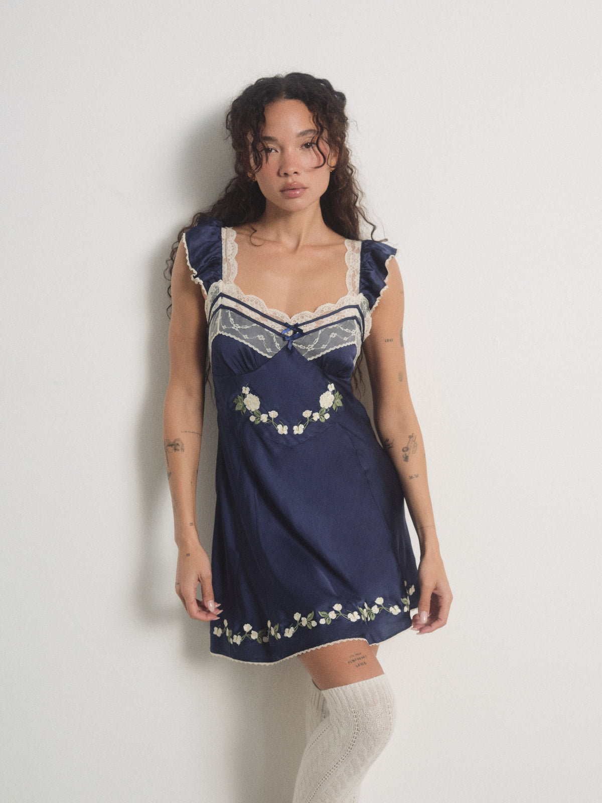 Fern Slip Dress Navy - For Love & Lemons