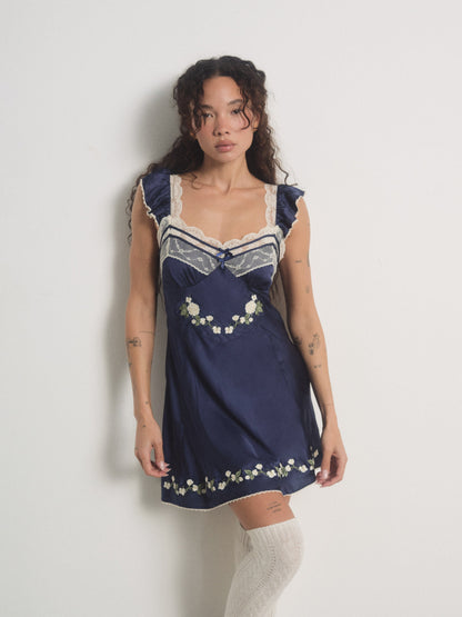 Fern Slip Dress Navy - For Love & Lemons