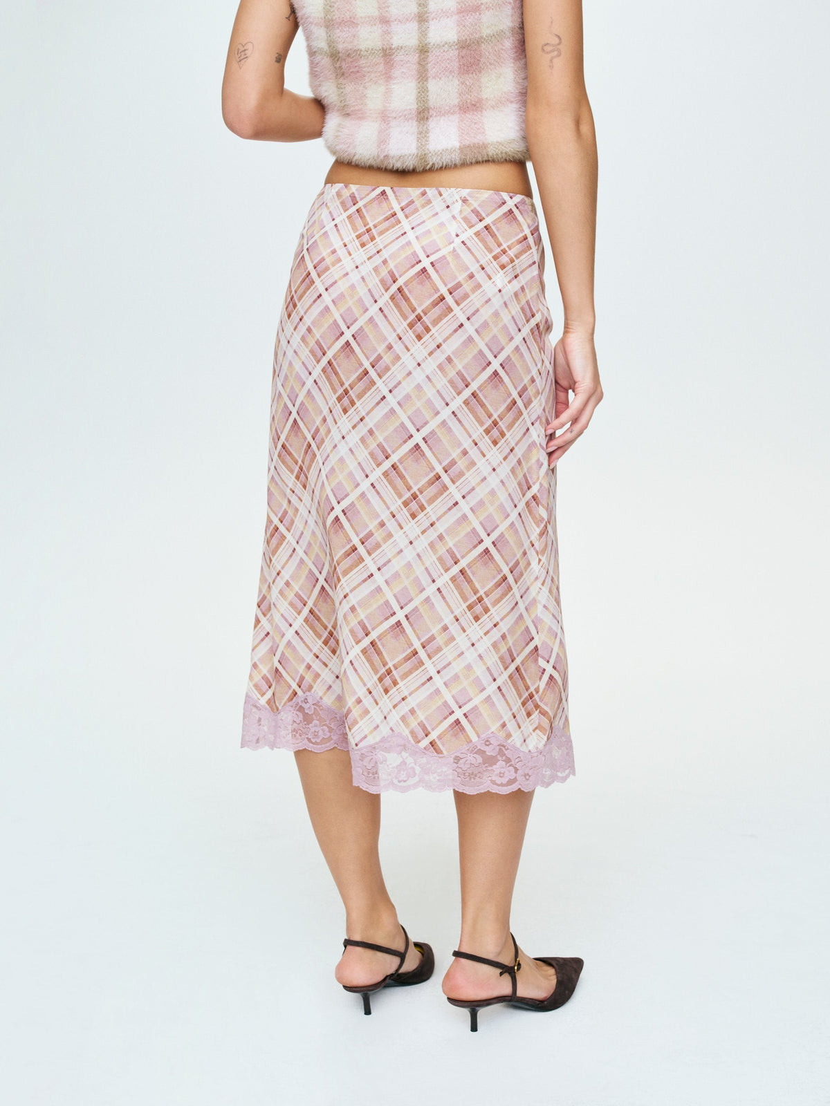 Poet Plaid Midi Skirt Purple - For Love & Lemons