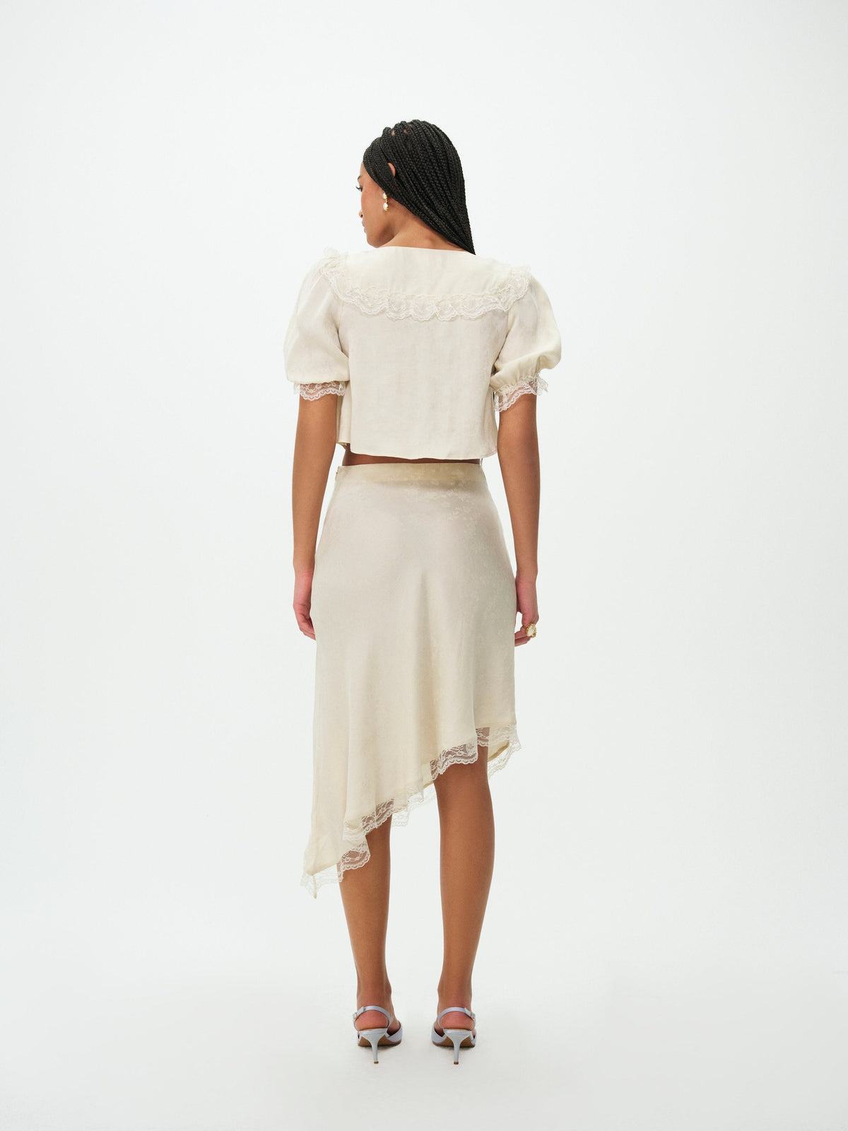 Chiara Asymmetrical Midi Skirt Cream - For Love & Lemons