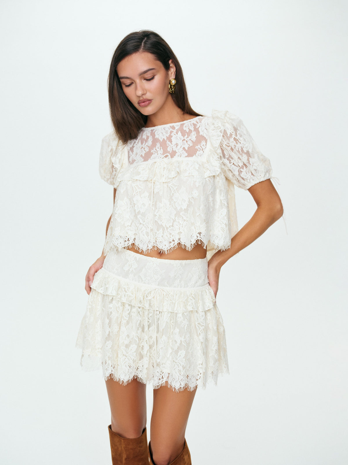 Rosa Mini Skirt Cream - For Love & Lemons