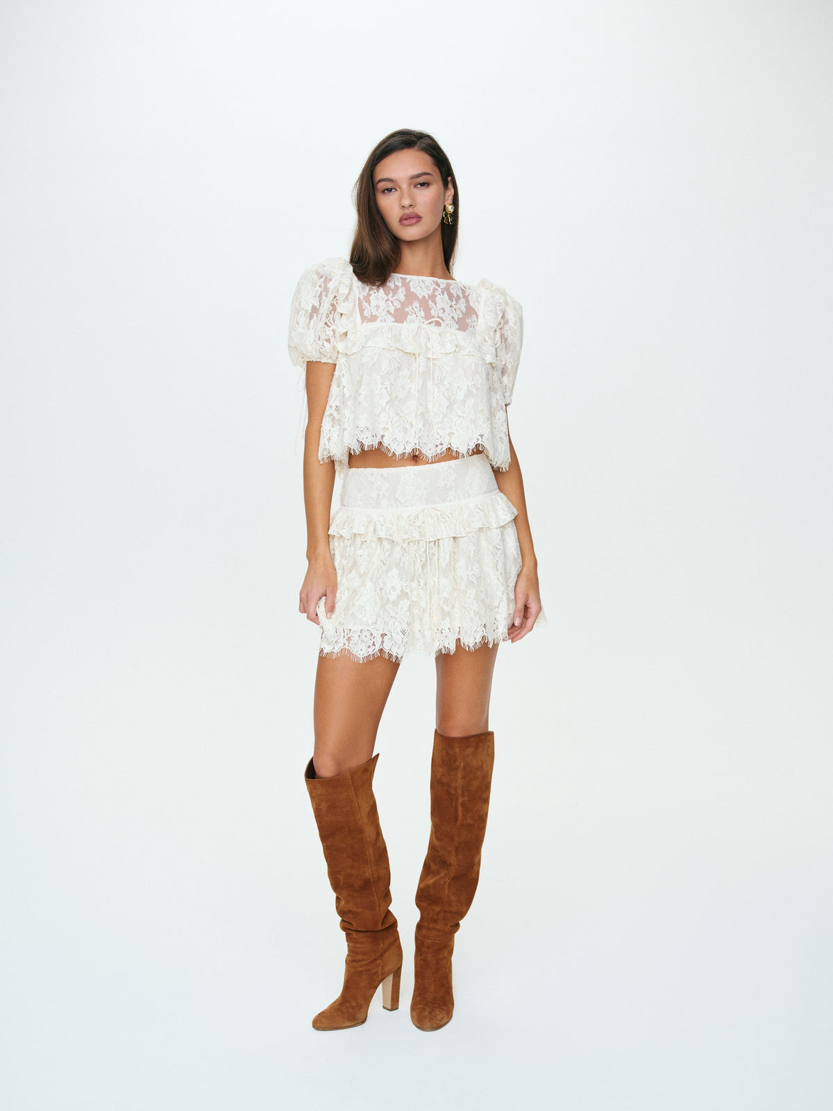 Rosa Mini Skirt Cream - For Love & Lemons