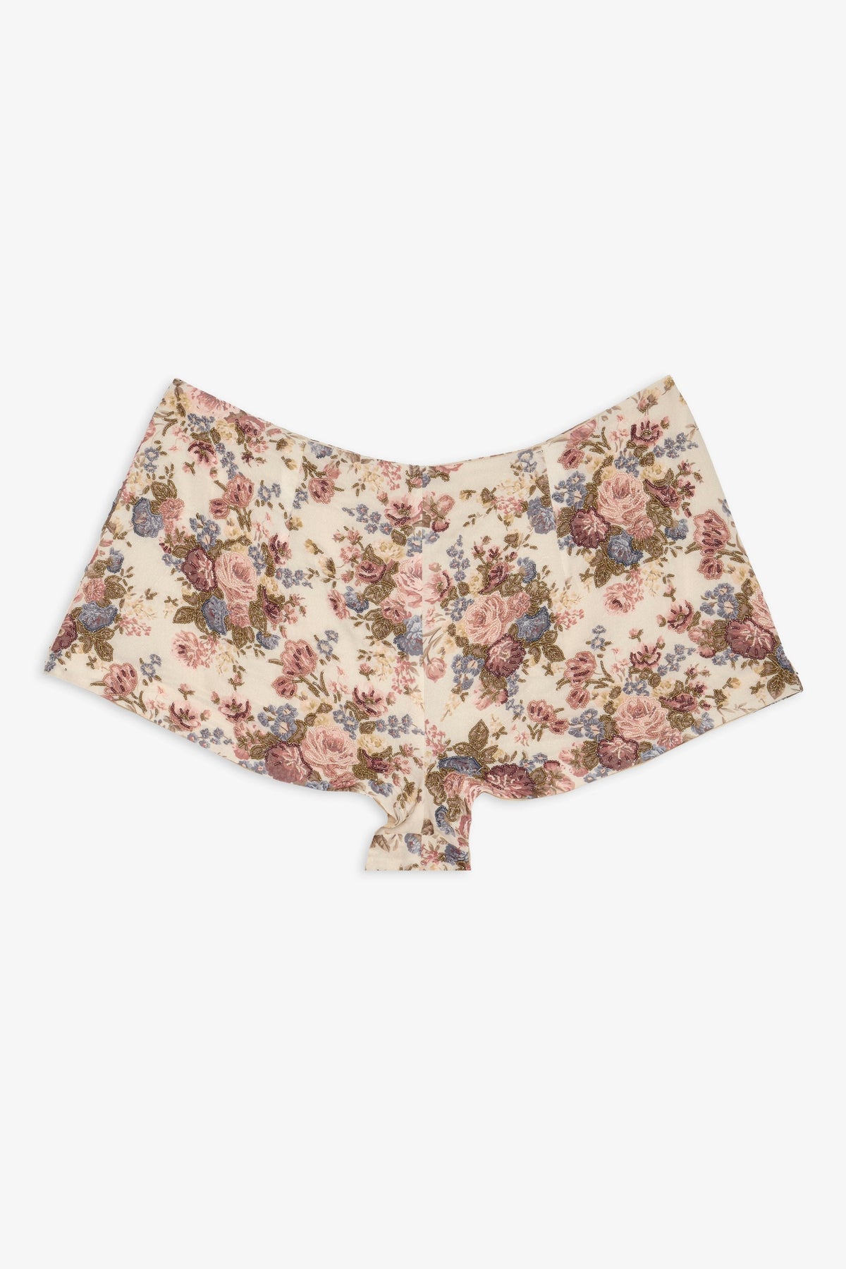 Betsy Floral Beaded Shorts Cream Brown - For Love & Lemons