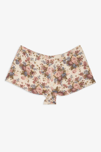 Betsy Floral Beaded Shorts Cream Brown - For Love & Lemons