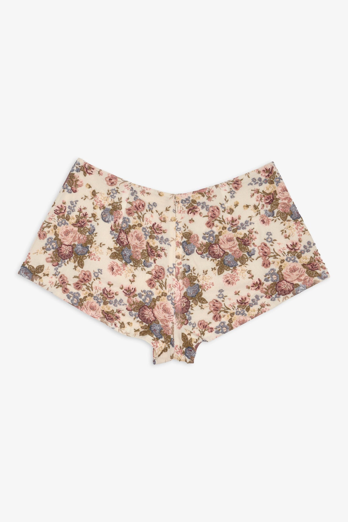 Betsy Floral Beaded Shorts Cream Brown - For Love & Lemons