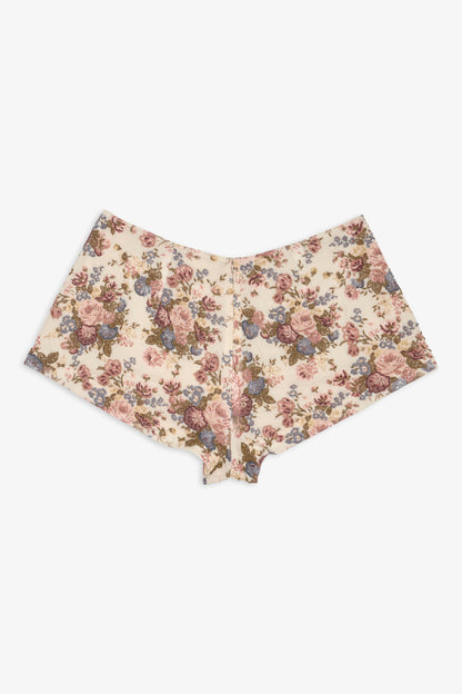 Betsy Floral Beaded Shorts Cream Brown - For Love & Lemons