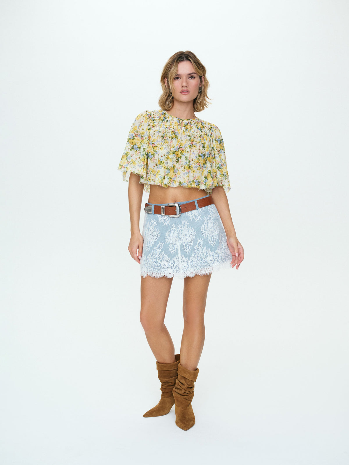 Della Denim Skort Blue - For Love & Lemons