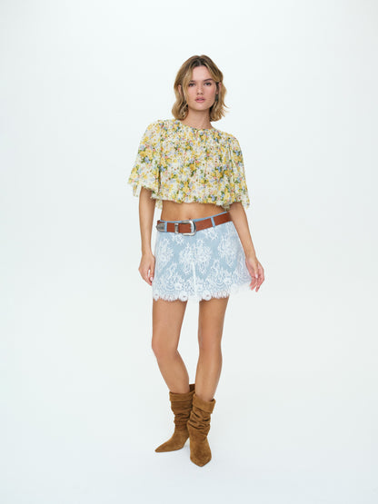 Della Denim Skort Blue - For Love & Lemons