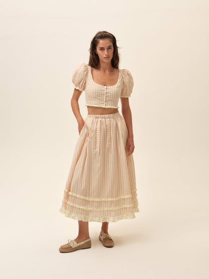 Naomi Midi Skirt Red - For Love & Lemons
