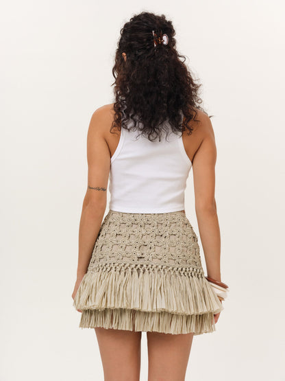 Riley Raffia Skirt Cream - For Love & Lemons