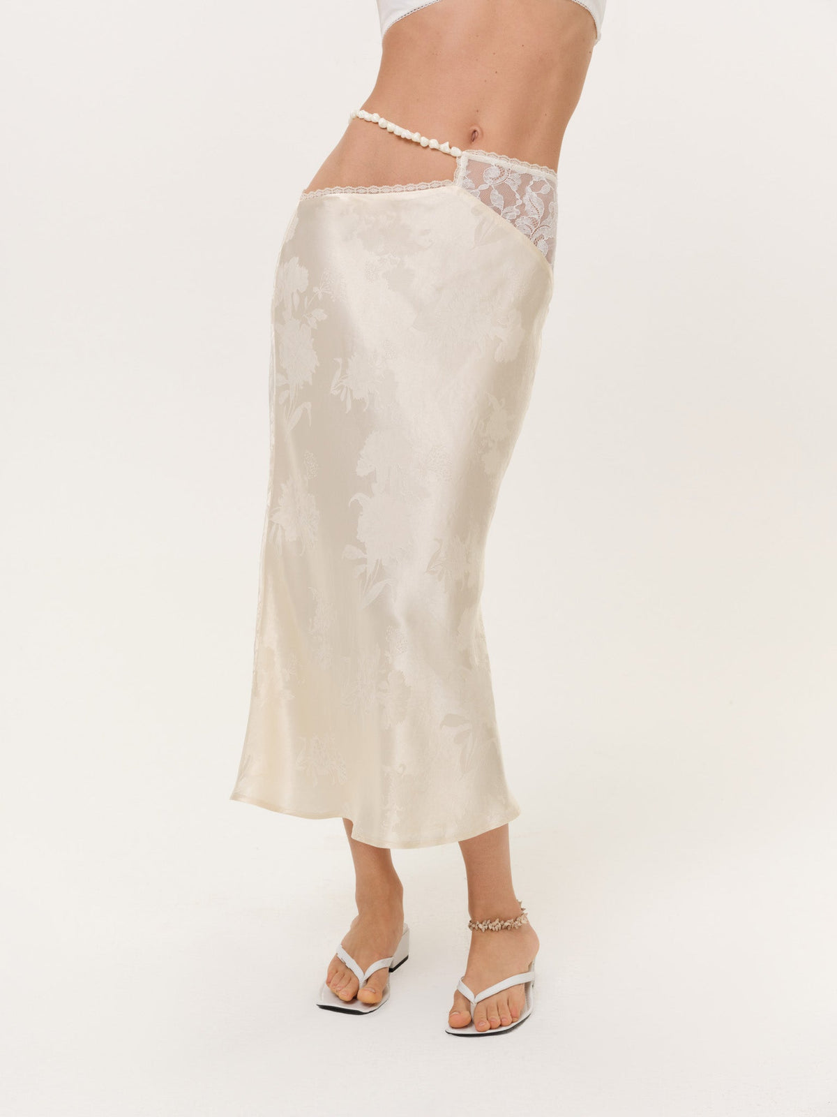 Adrift Midi Skirt Cream - For Love & Lemons