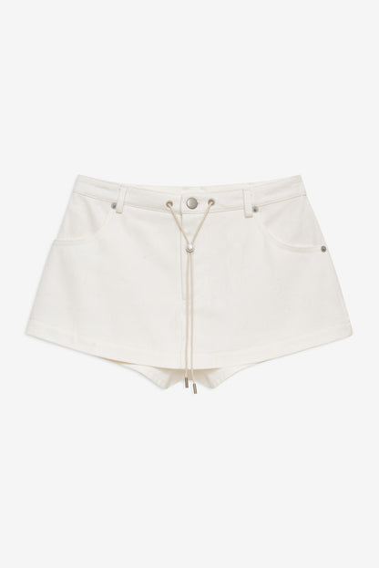 Agnes Denim Skort White - For Love & Lemons