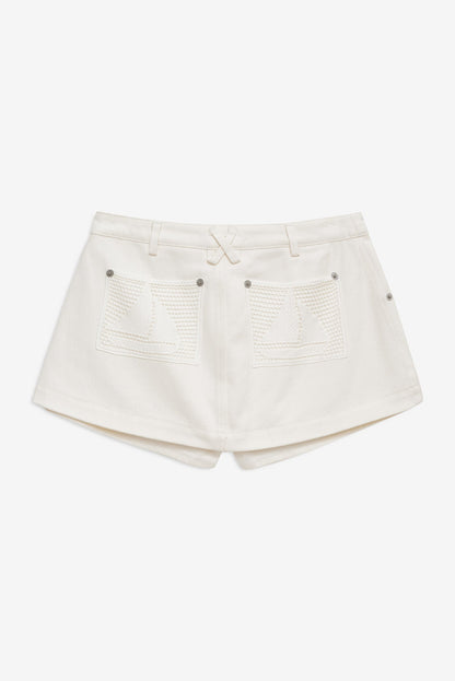 Agnes Denim Skort White - For Love & Lemons
