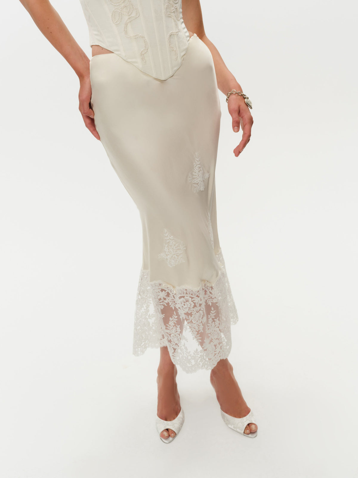 Rose Midi Skirt Cream - For Love & Lemons