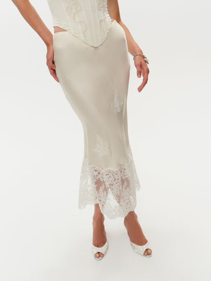 Rose Midi Skirt Cream - For Love & Lemons