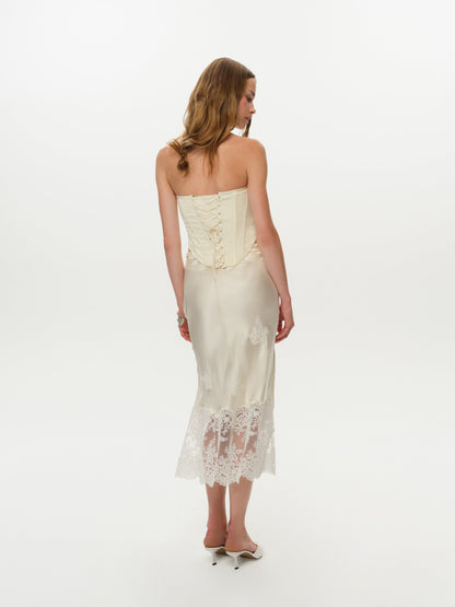 Rose Midi Skirt Cream - For Love & Lemons