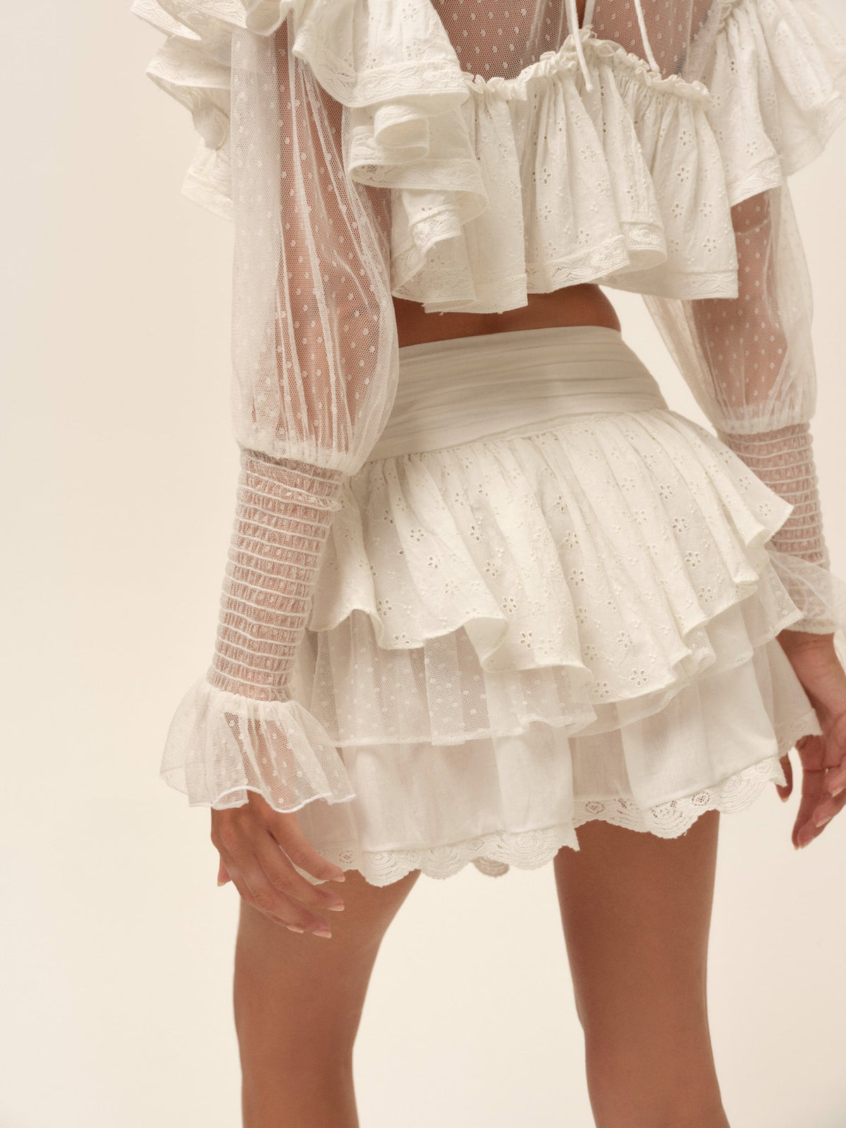 Beckett Mini Skirt White - For Love & Lemons