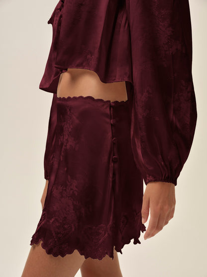 Locked Hearts Skort Burgundy - For Love & Lemons