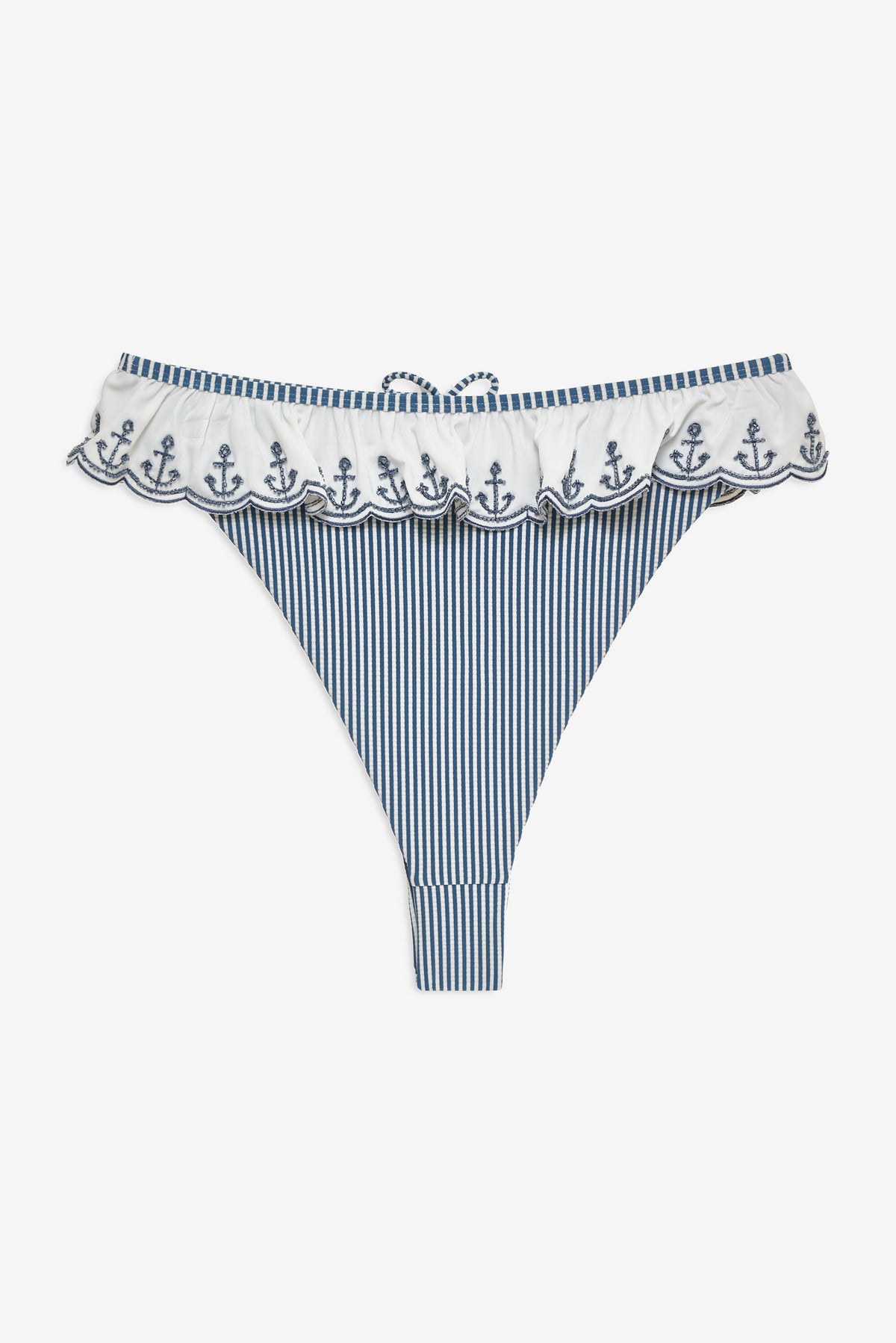 Textured Stripes Bikini Bottom Blue - For Love & Lemons