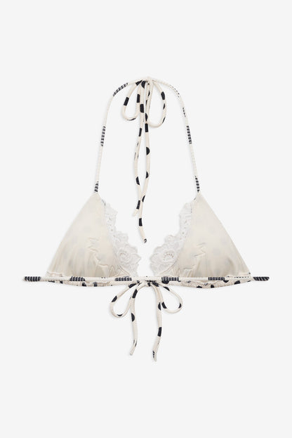 Lelani Bikini Top Cream Black - For Love & Lemons