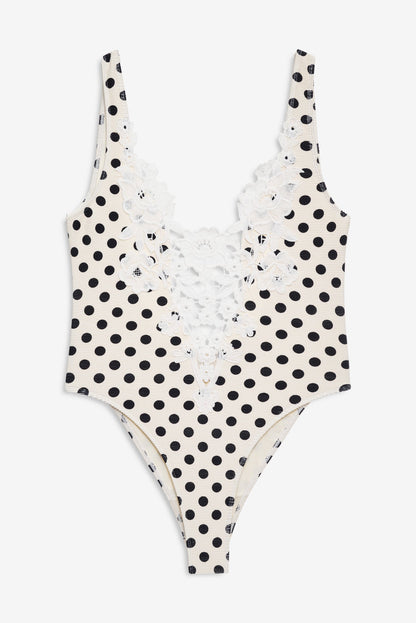 Lelani One Piece Swimsuit Cream Black - For Love & Lemons